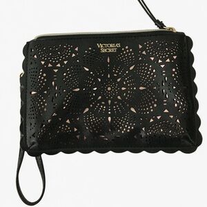 Victoria Secret Black Laser Cut Wristlet Purse